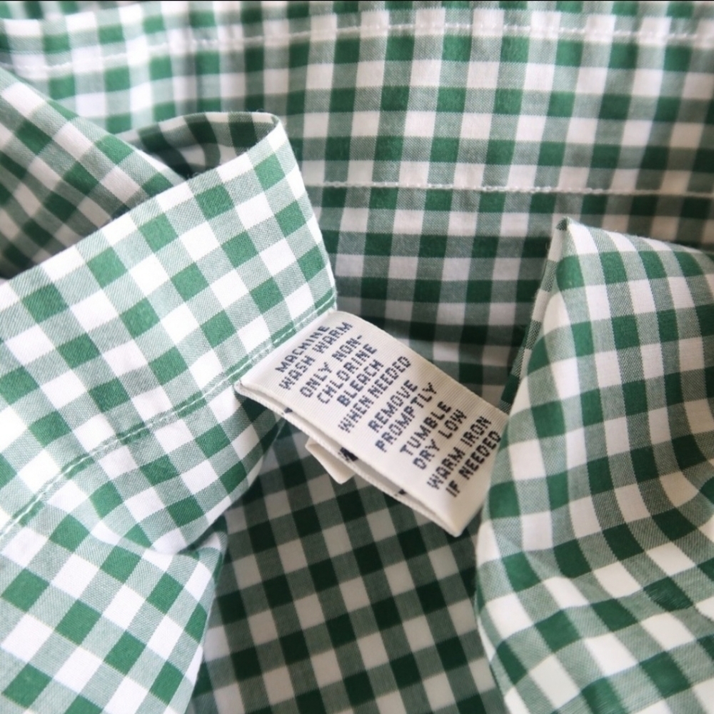 Ralph Lauren Gingham Plaid Button Down Shirt Classic Fit 16 34/35 Green White - Picture 6 of 7